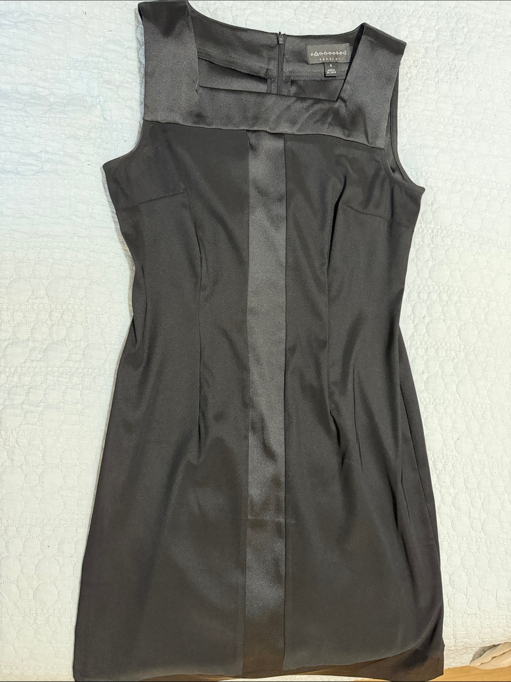 Donna Ricco Black Satin-Panel Sheath Dress